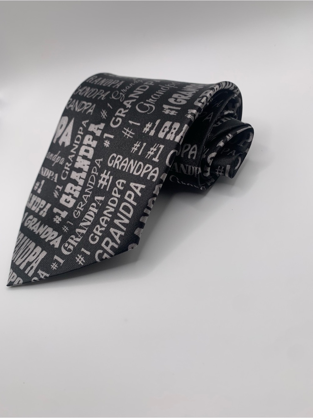 #1 Grandpa Pattern Black Men's Tie